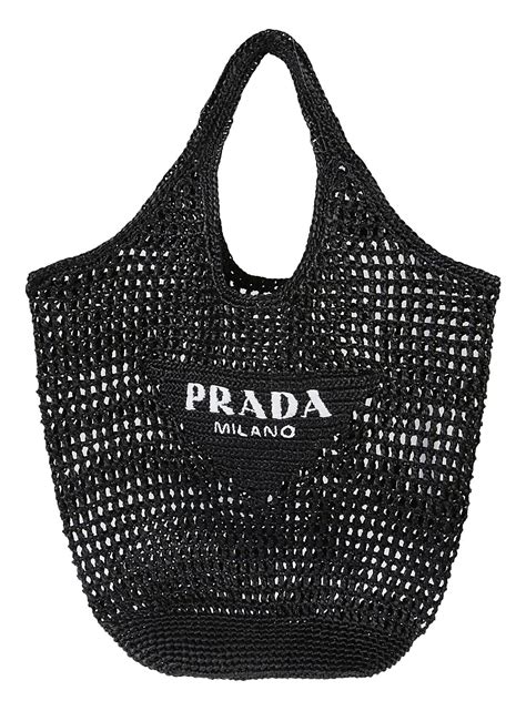 prada crochet|Prada black nylon tote.